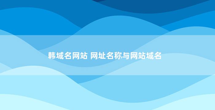 韩域名网站 网址名称与网站域名